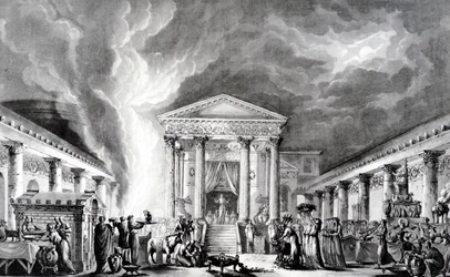 Świątynia Izydy, Pompeje, ilustracja z „Podróży pittoresque de Naples et de Sicile” św. Nona, sztychowana przez Duplessi-Bertaux i d